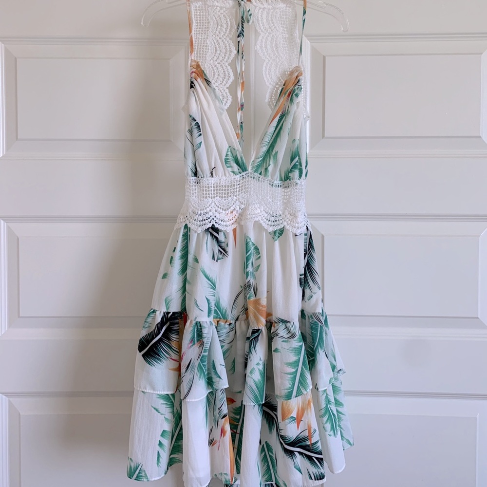 Floral halter open back dress